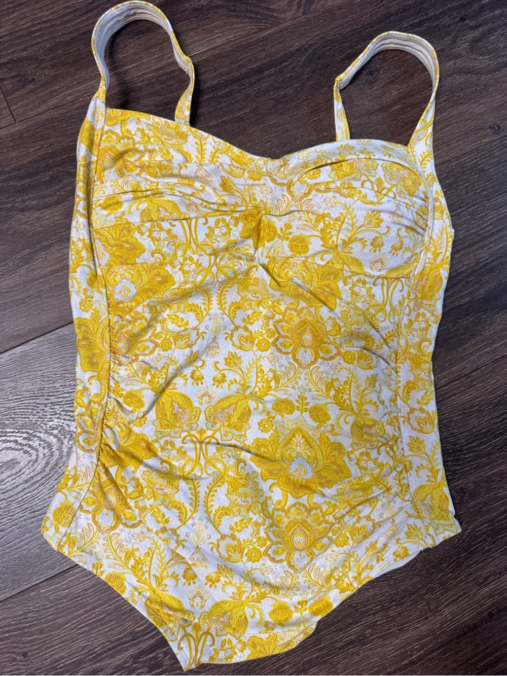 Yellow Floral Bustier Bodysuit with Adjustable Straps